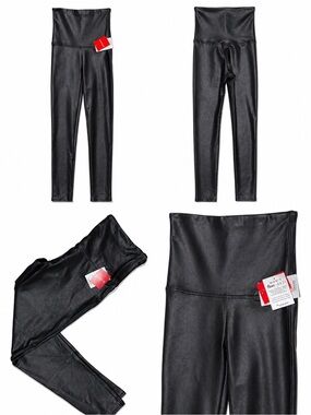 SPANX Faux Leather Leggings Black High Rise XL NWT